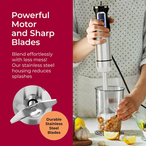 MuellerLiving immersion hand blender beaters for pancakes, waffles, and creamy mixtures.