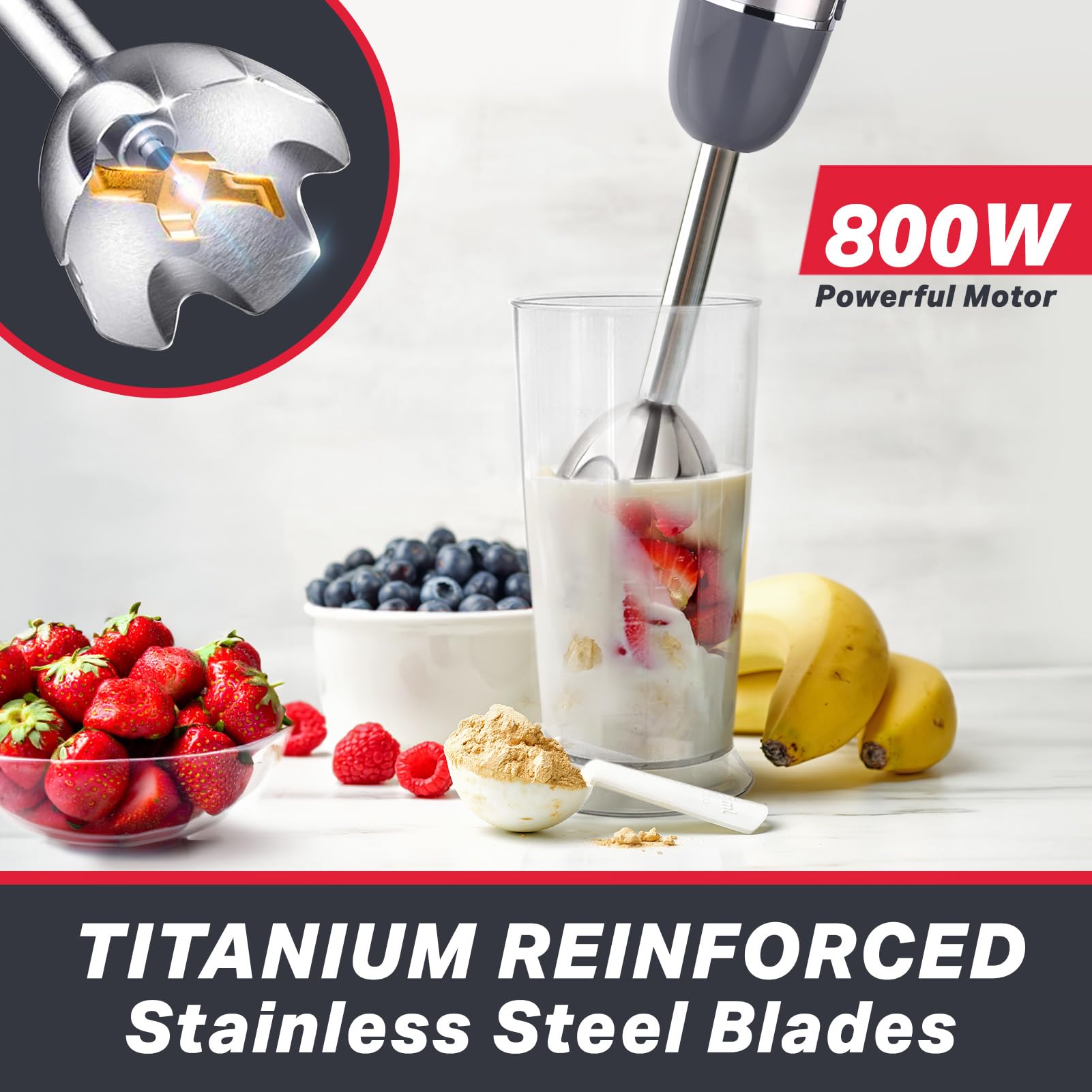 Mueller Multistick turbo boost in action for silky smoothies and sauces