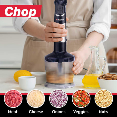 Mueller Turbo Boost mode speeds up blending for a smoother finish