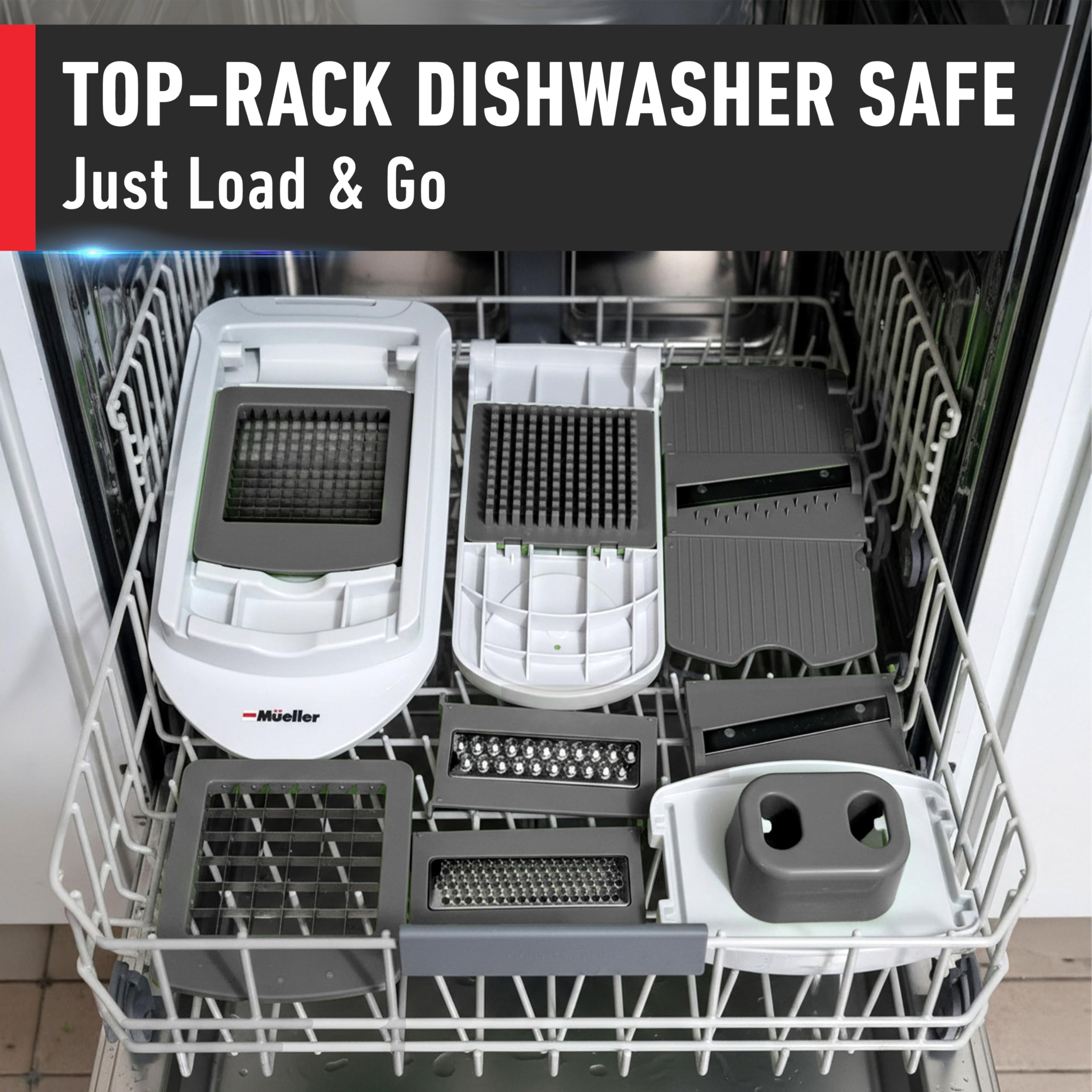 Mueller Pro Chopper dishwasher-safe for easy cleanup.