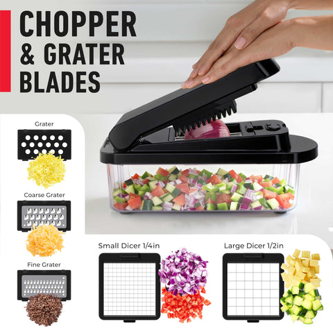Mueller Pro-Series onions sliced evenly with precision using the 8 blades
