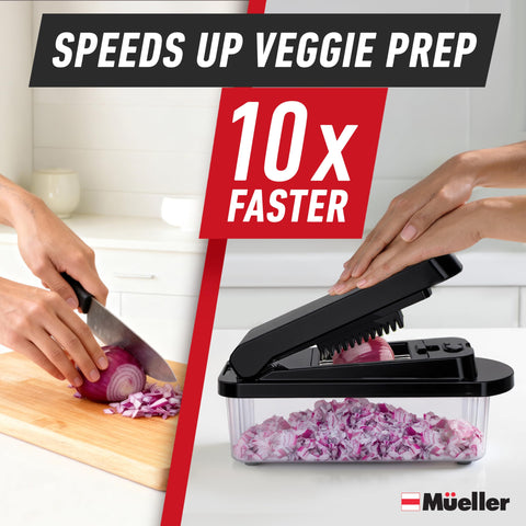 Mueller Pro-Series food holder supports safe, stable cutting of small vegetables