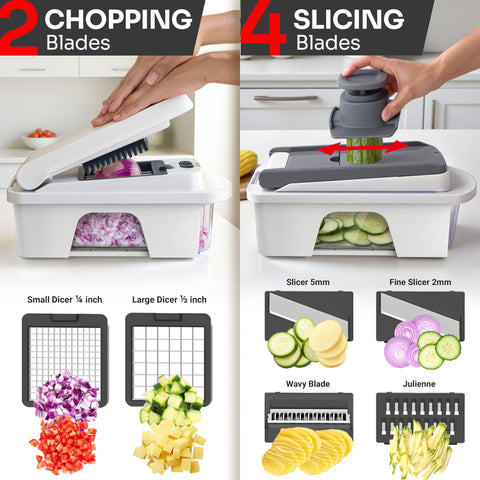 Mueller Pro-Series 2mm slicer delivers precise, uniform slices for salsa and salads.