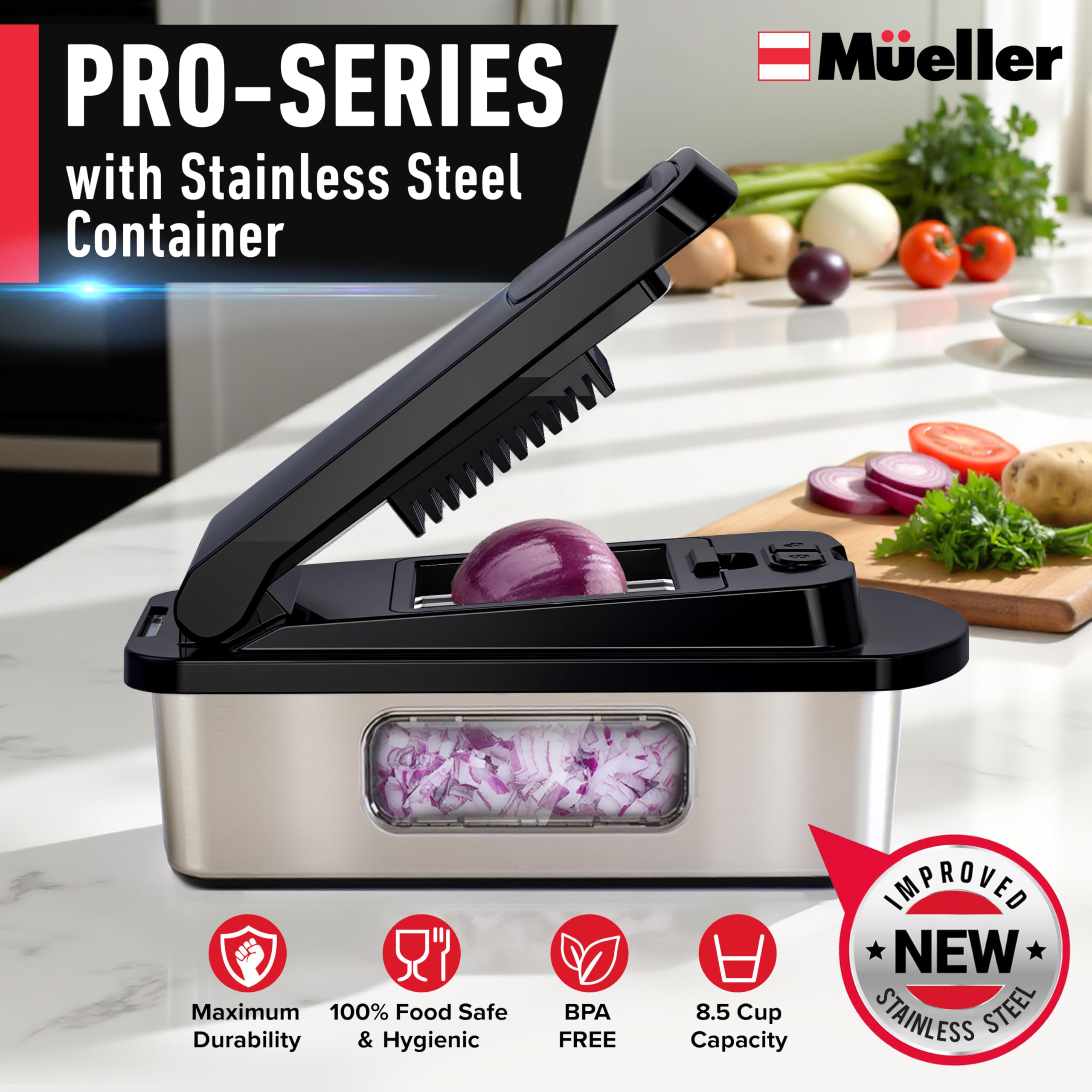 Mueller Pro-Series food container keeps chopped produce organized