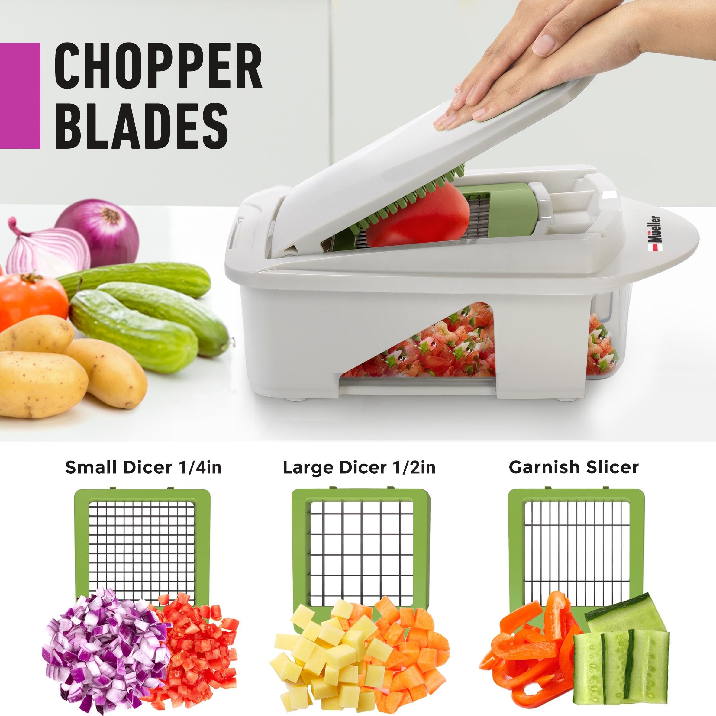 Mueller Pro-Series food container to gather chopped ingredients in one place.