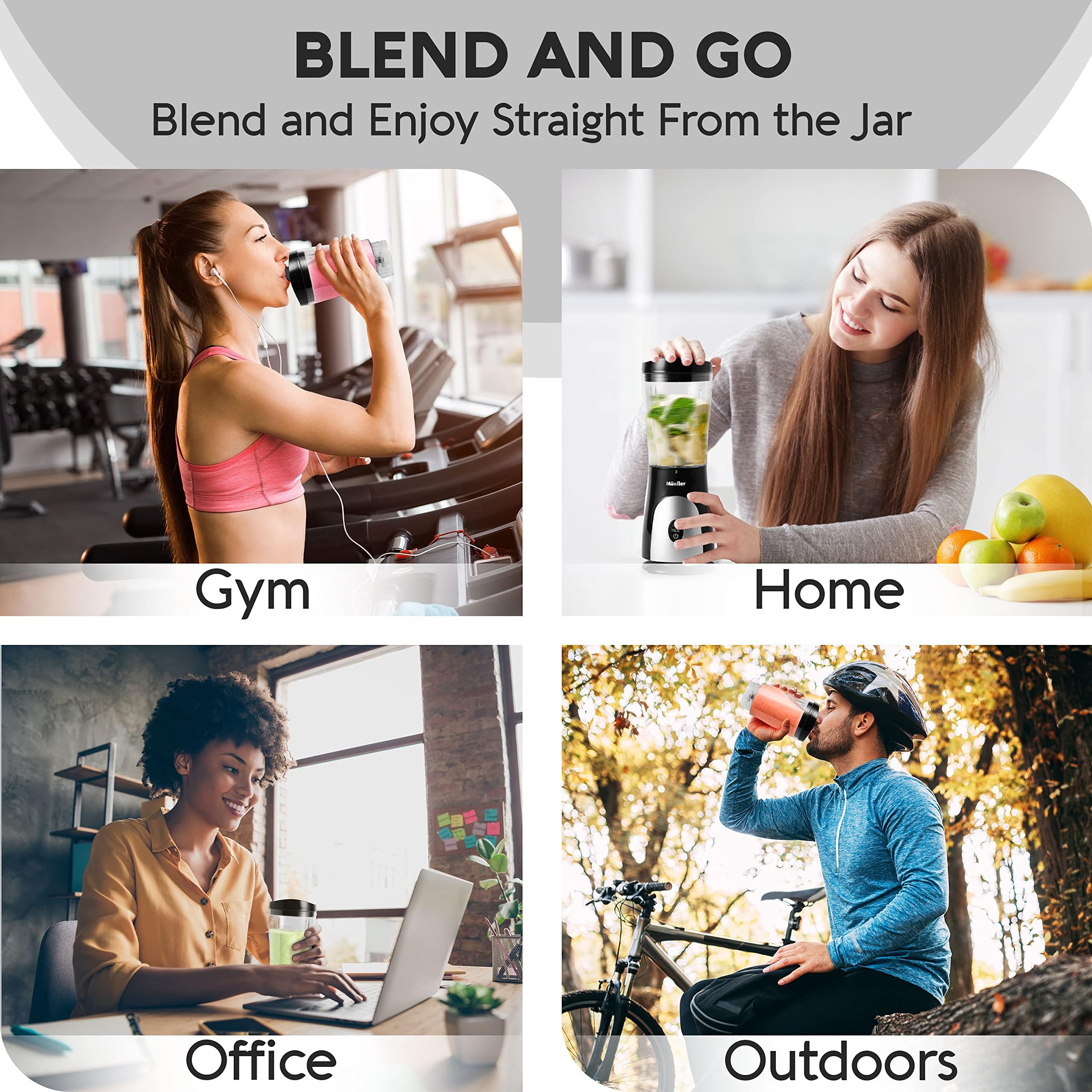 Mueller Smoothie Blender one-touch function simplifies fast blending.