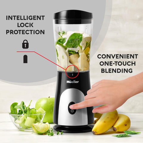 Mueller blender stainless steel blades deliver smooth purees.