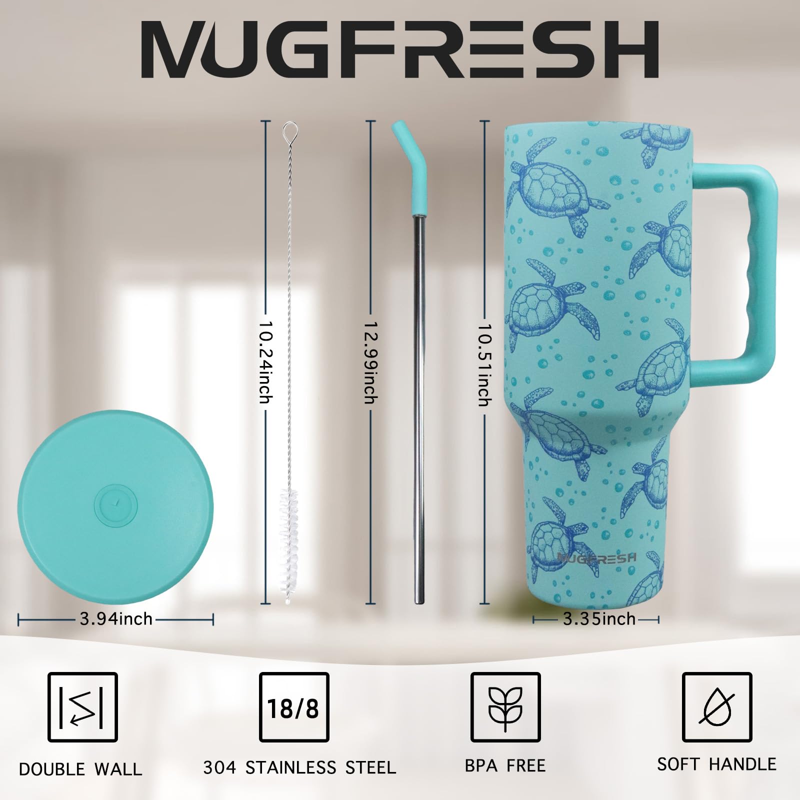 MugFresh double-wall insulation keeps beverages steady and exterior condensation-free