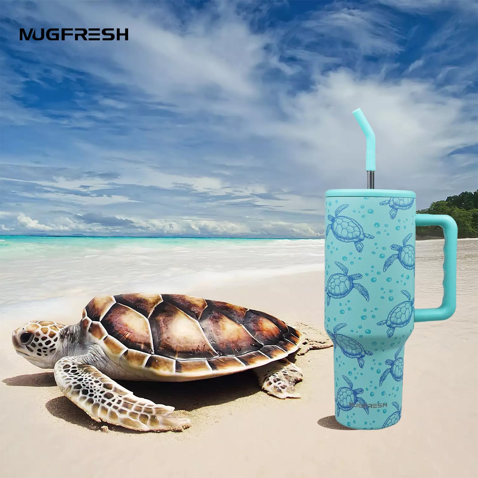 MugFresh 40oz insulated tumbler maintains hot or cold drinks for hours