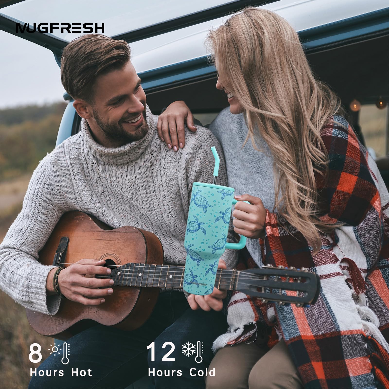 MugFresh stainless steel straw and brush included for easy cleaning