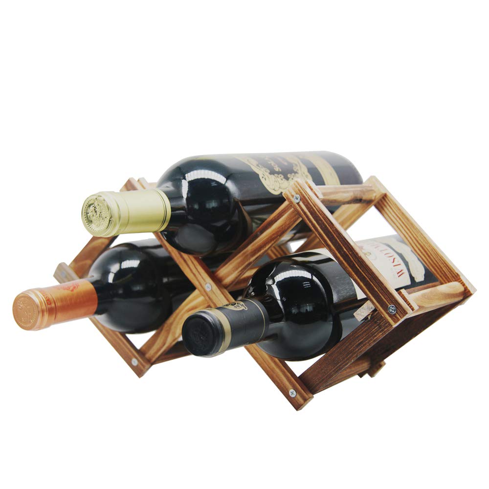 MUGLIO foldable wooden wine bottle holder front view ideal compact pantry storage