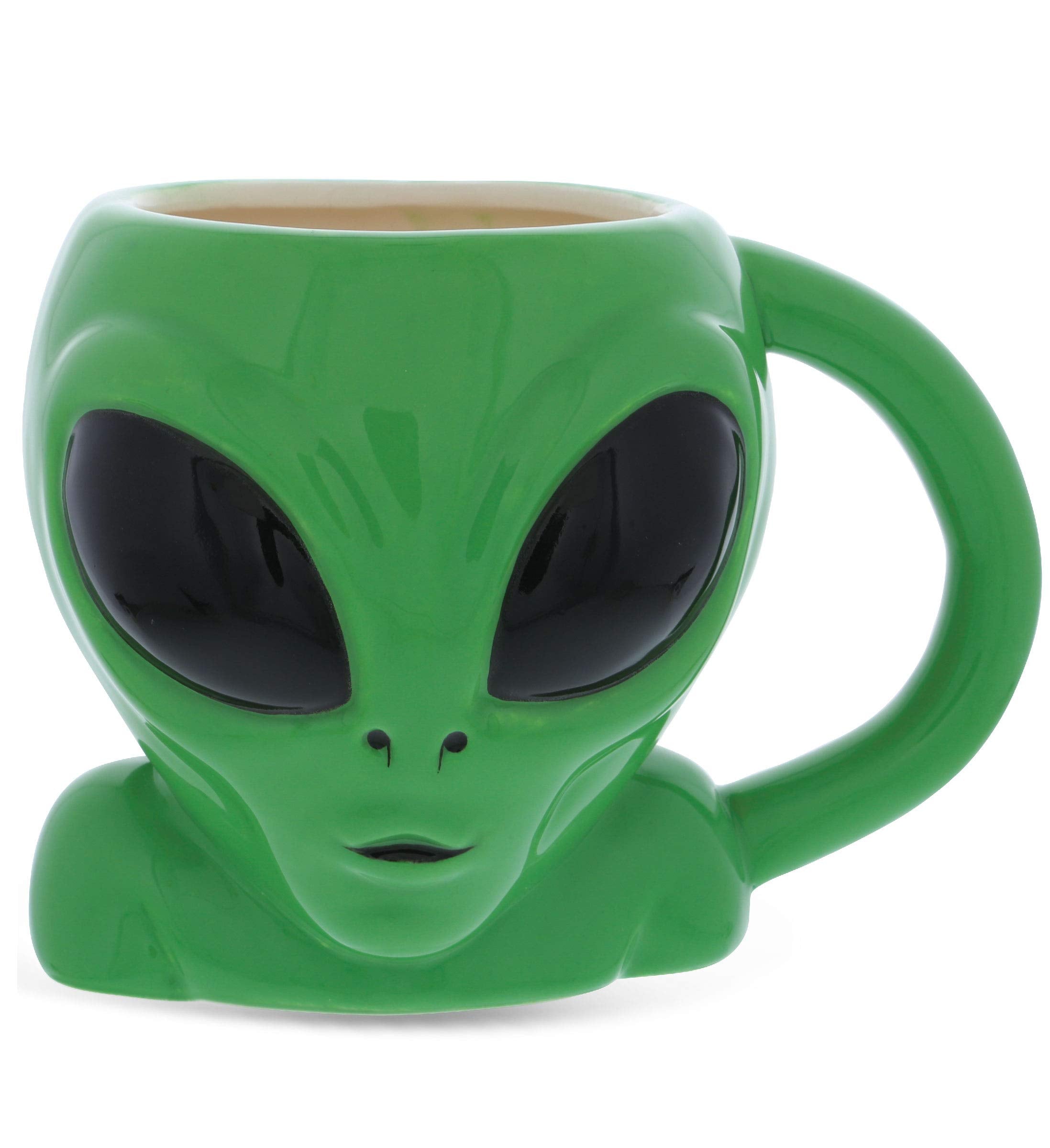 MUGNIV Green Alien 3D Mug showing a vivid head design, ideal for daily coffee.