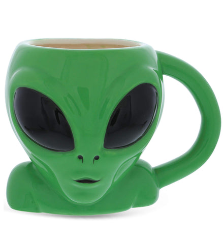 MUGNIV Green Alien 3D Mug showing a vivid head design, ideal for daily coffee.