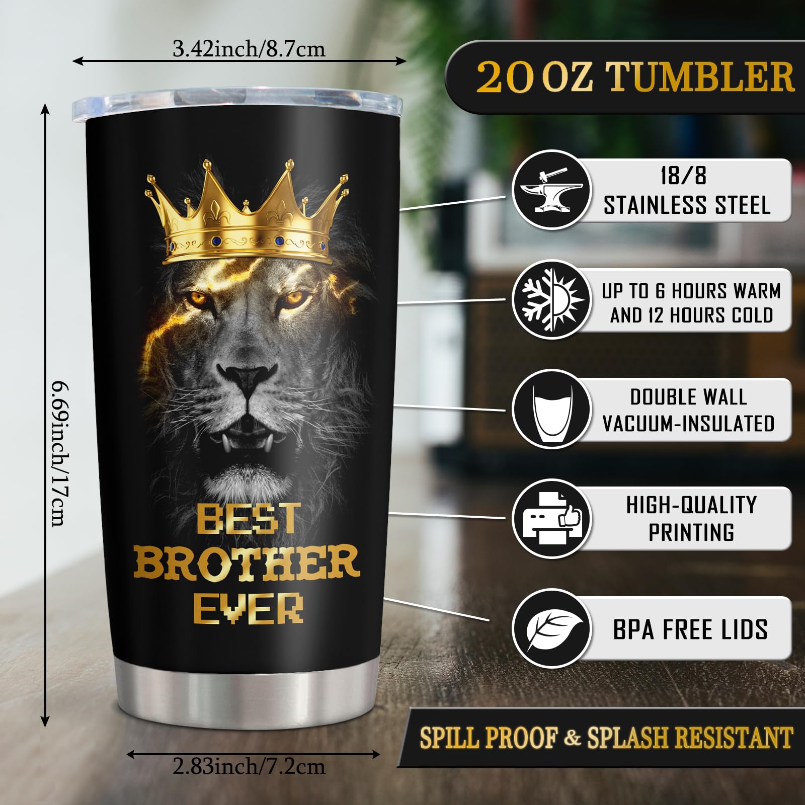 Muilzon double-wall stainless steel tumbler keeps hot or cold drinks longer.