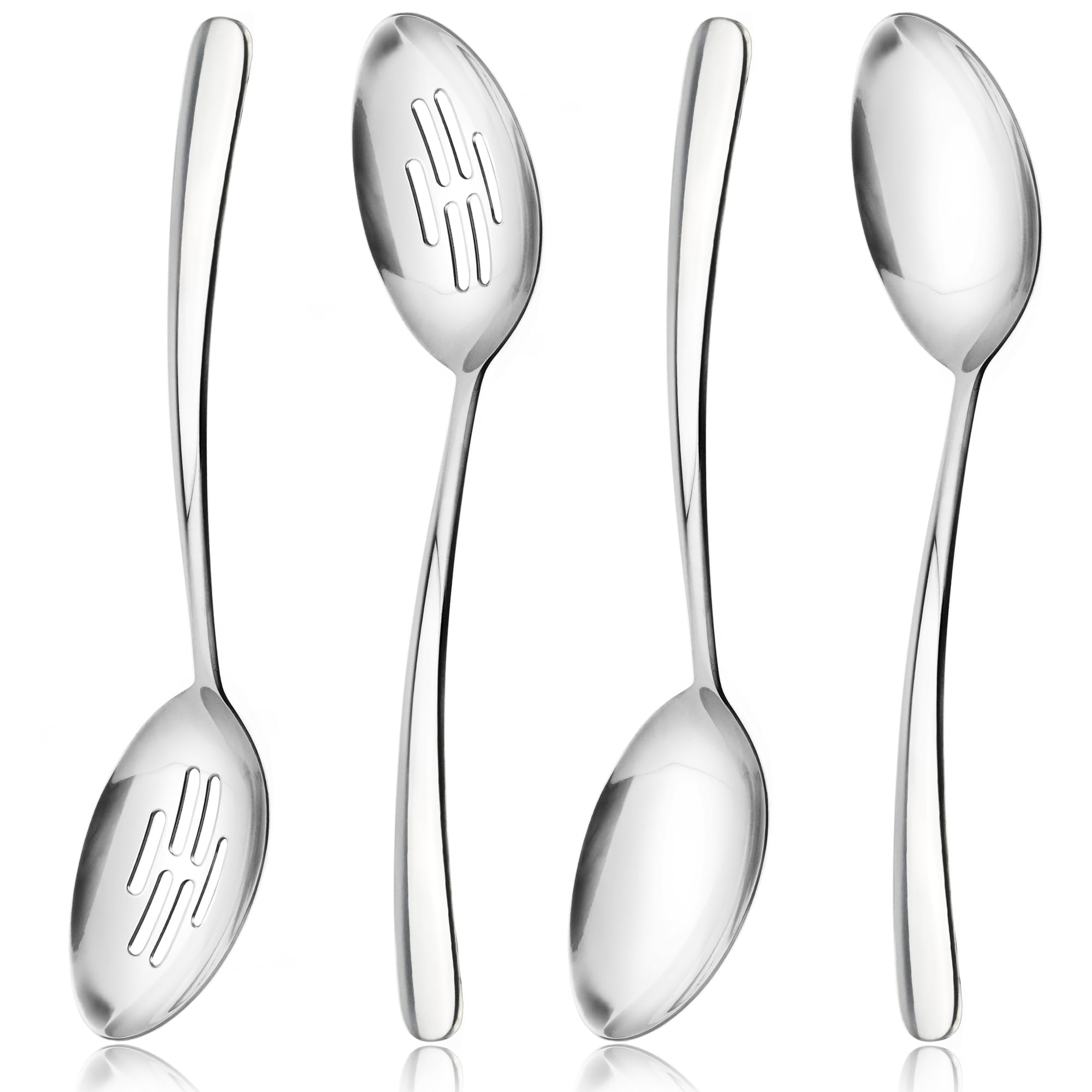 MUJINON 10.3-inch serving spoons set for buffet use with two serving and two slotted spoons