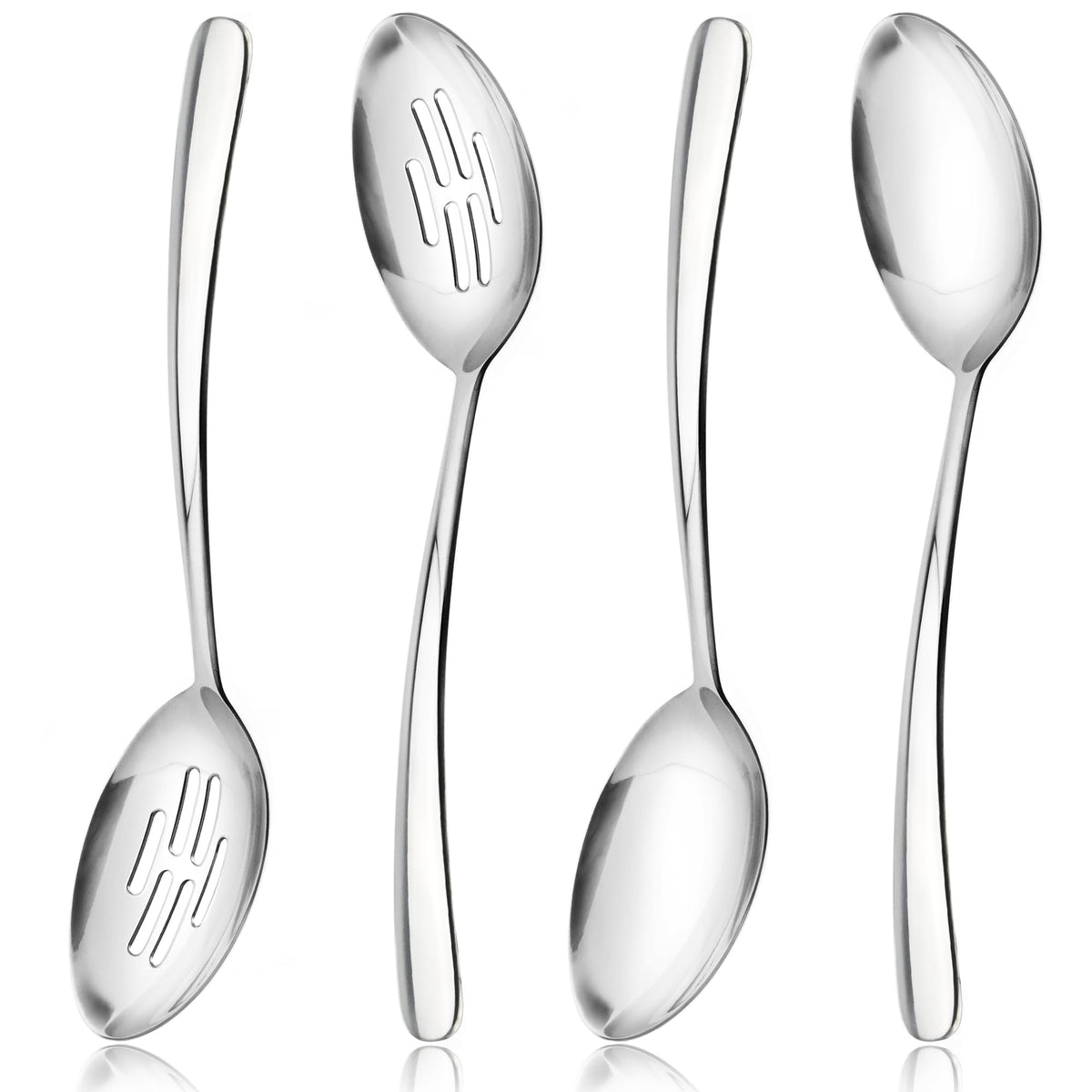 MUJINON 10.3-inch serving spoons set for buffet use with two serving and two slotted spoons