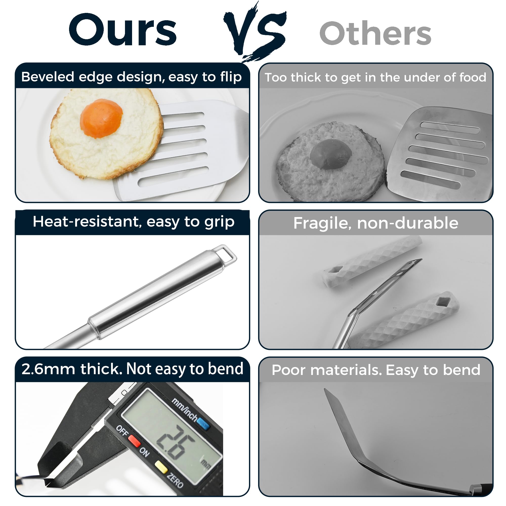 MUJINON 14.5-inch slotted spatula draining grease during cooking