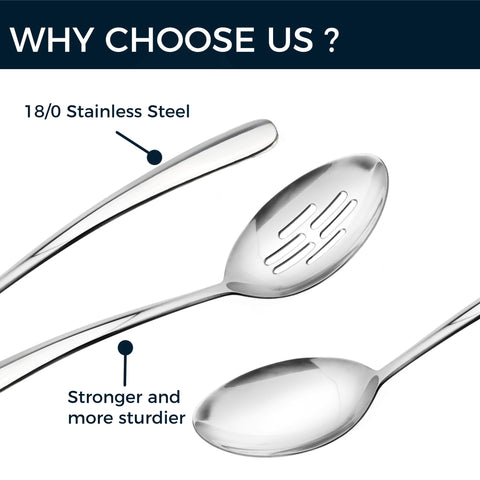 MUJINON heavy-duty spoons with thick handles offer comfortable grip during serving