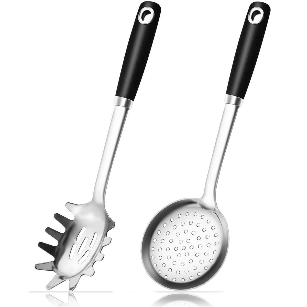 MUJINON spaghetti spoon in 18/0 stainless steel for easy pasta serving.