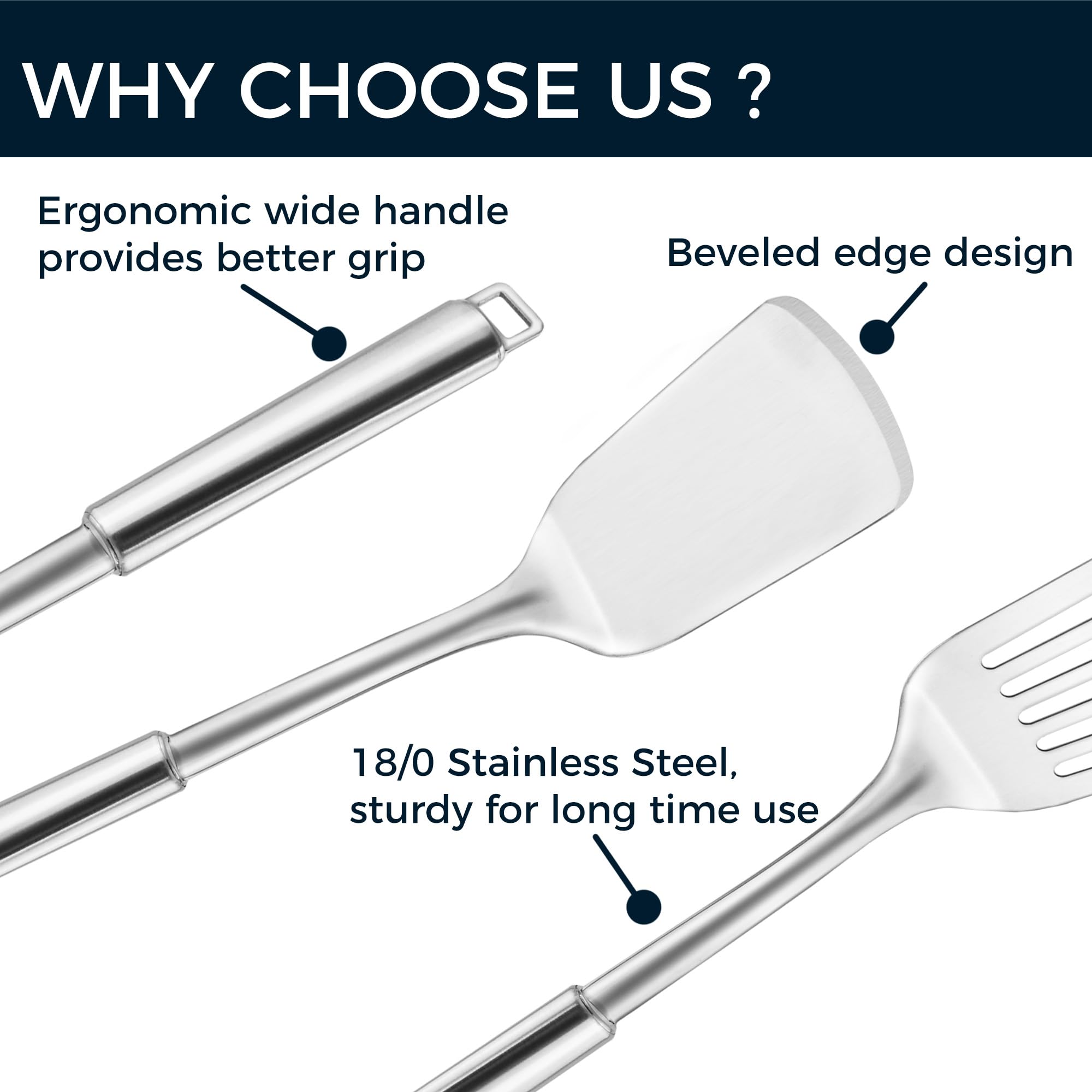 MUJINON stainless steel spatula anti-rust and nickel-free for durability