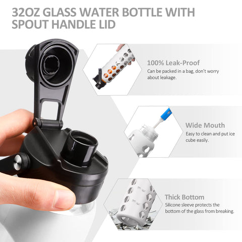 MUKOKO glass bottle is travel-ready and portable for gym or office