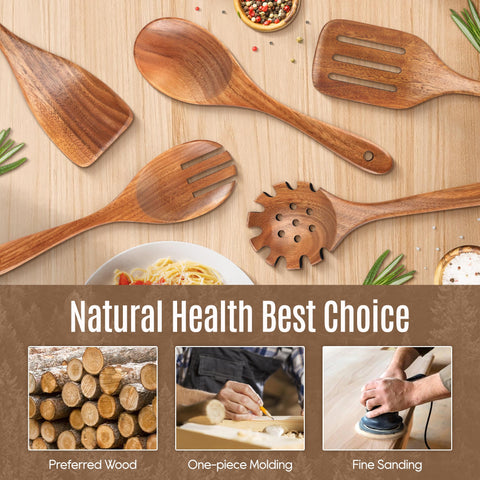 MULBOM teak spatula for frying with a non-stick feel.