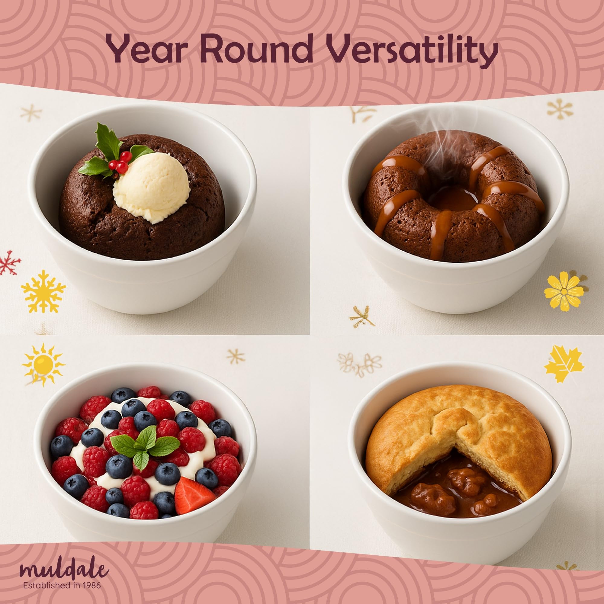 Muldale 1L pudding mold with easy clean glaze resists sticking