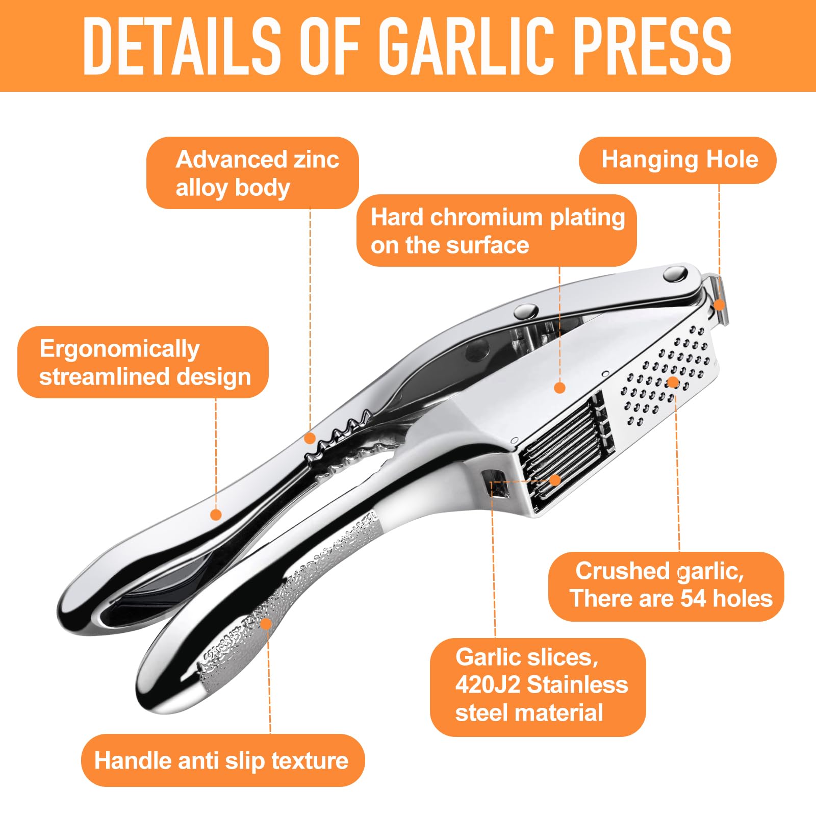 Mulire garlic mincer used with ginger and nuts for versatility.