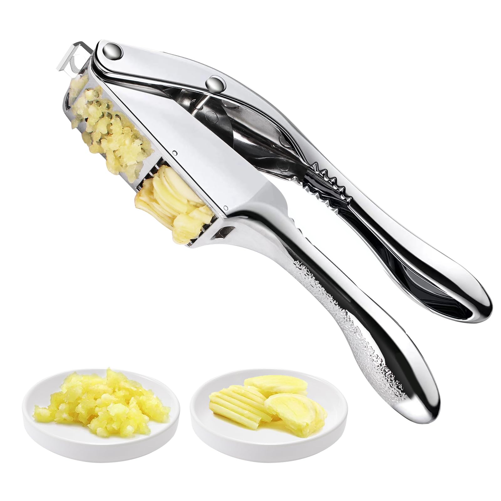 Mulire garlic press slicer 2-in-1 in action for fast prep.