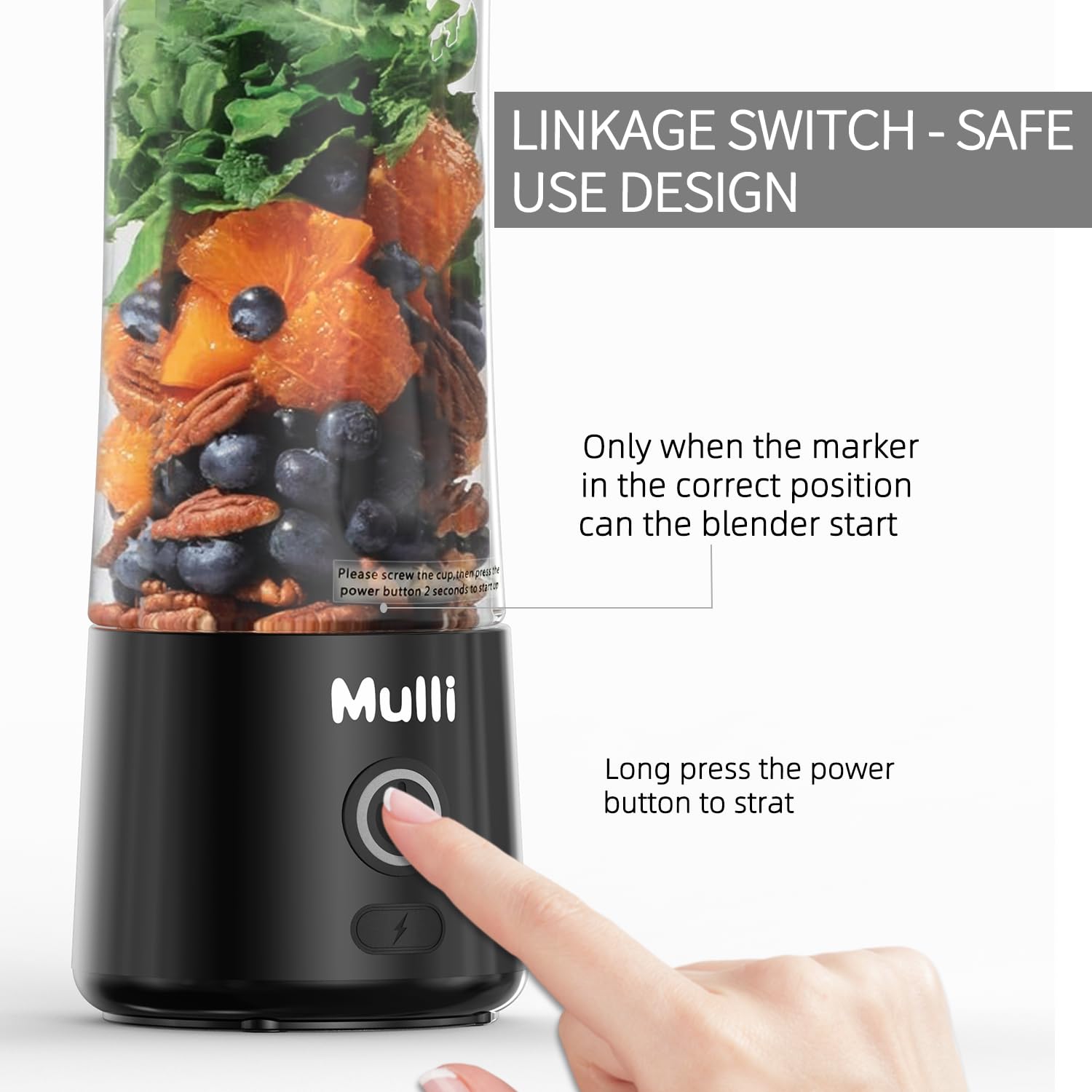 Mulli portable blender one-button cleaning makes cleanup quick.