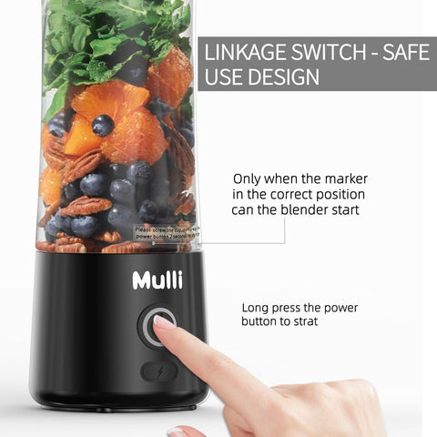 Mulli portable blender one-button cleaning makes cleanup quick.