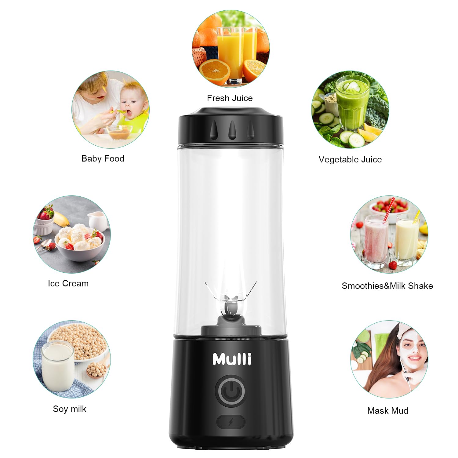 Mulli portable blender with non-slip base stays stable during use.