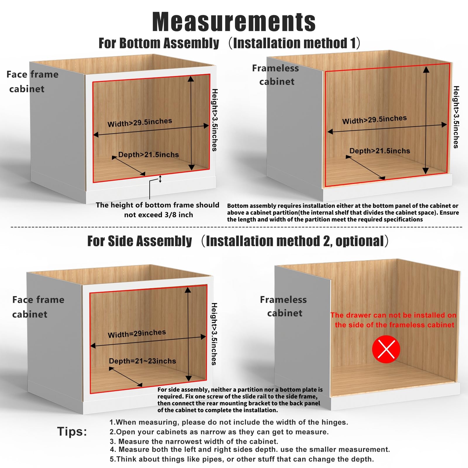 Mulush inner drawer dimensions reveal 26.7 inch usable width.