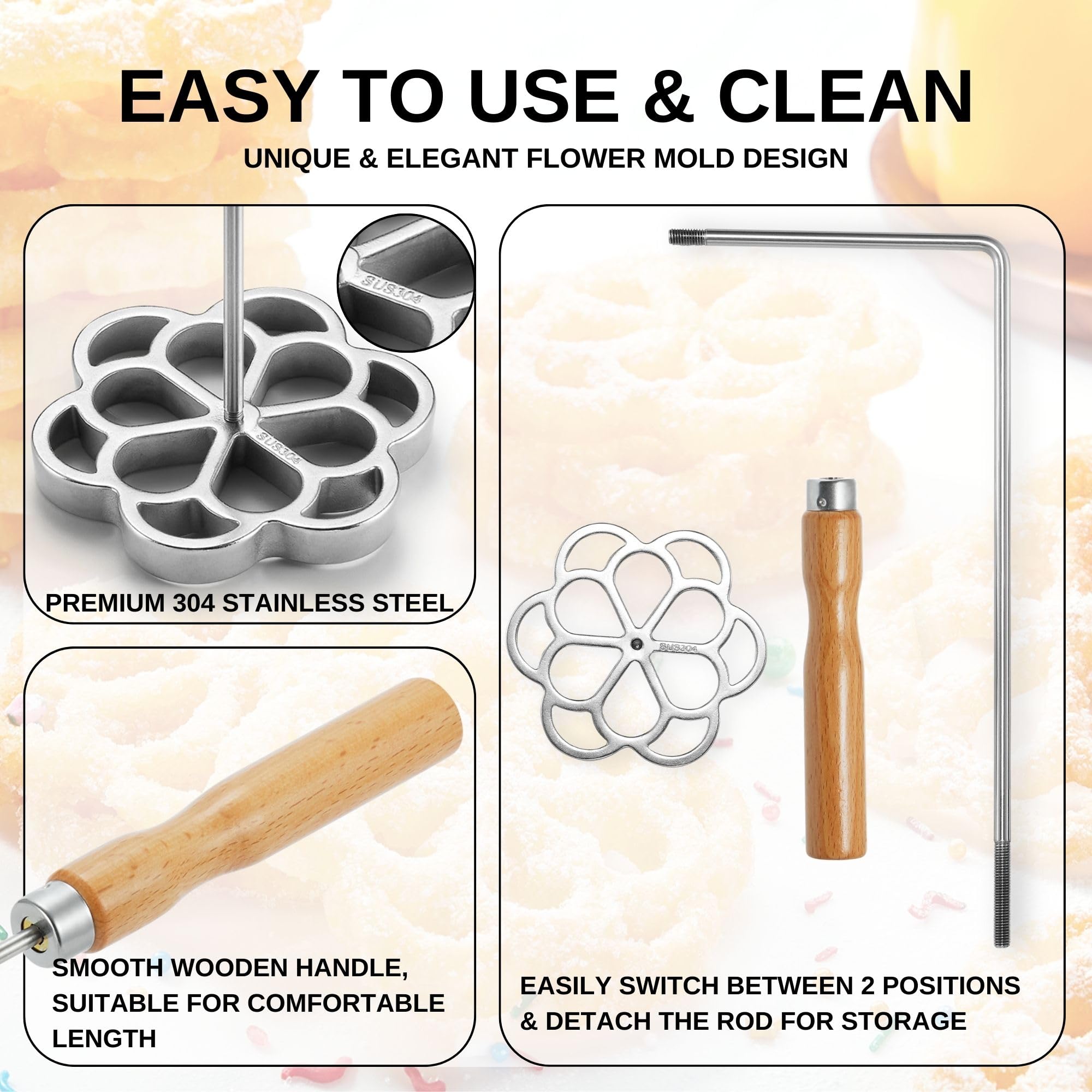 MUMSUNG 304 stainless steel mold ensures durable food-safe use.