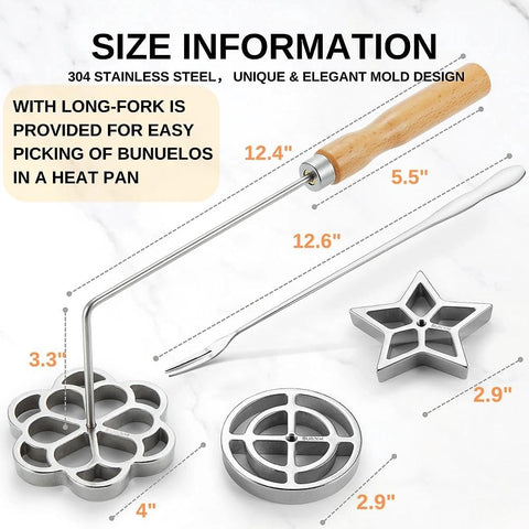 MUMSUNG bunuelos mold with 12.4-inch long handles for comfortable grip