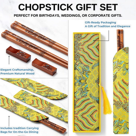 MUMSUNG dragon chopsticks with holder keeps set organized.