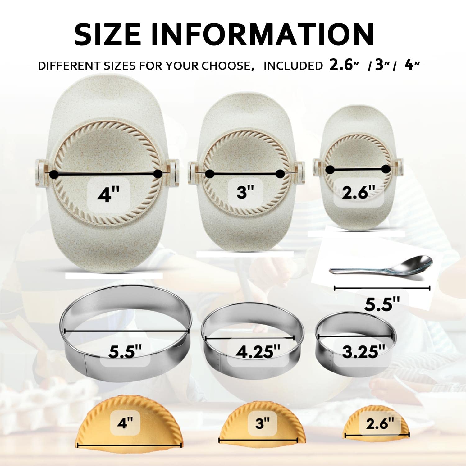 MUMSUNG Edge cutter and dough press creates clean, uniform edges.