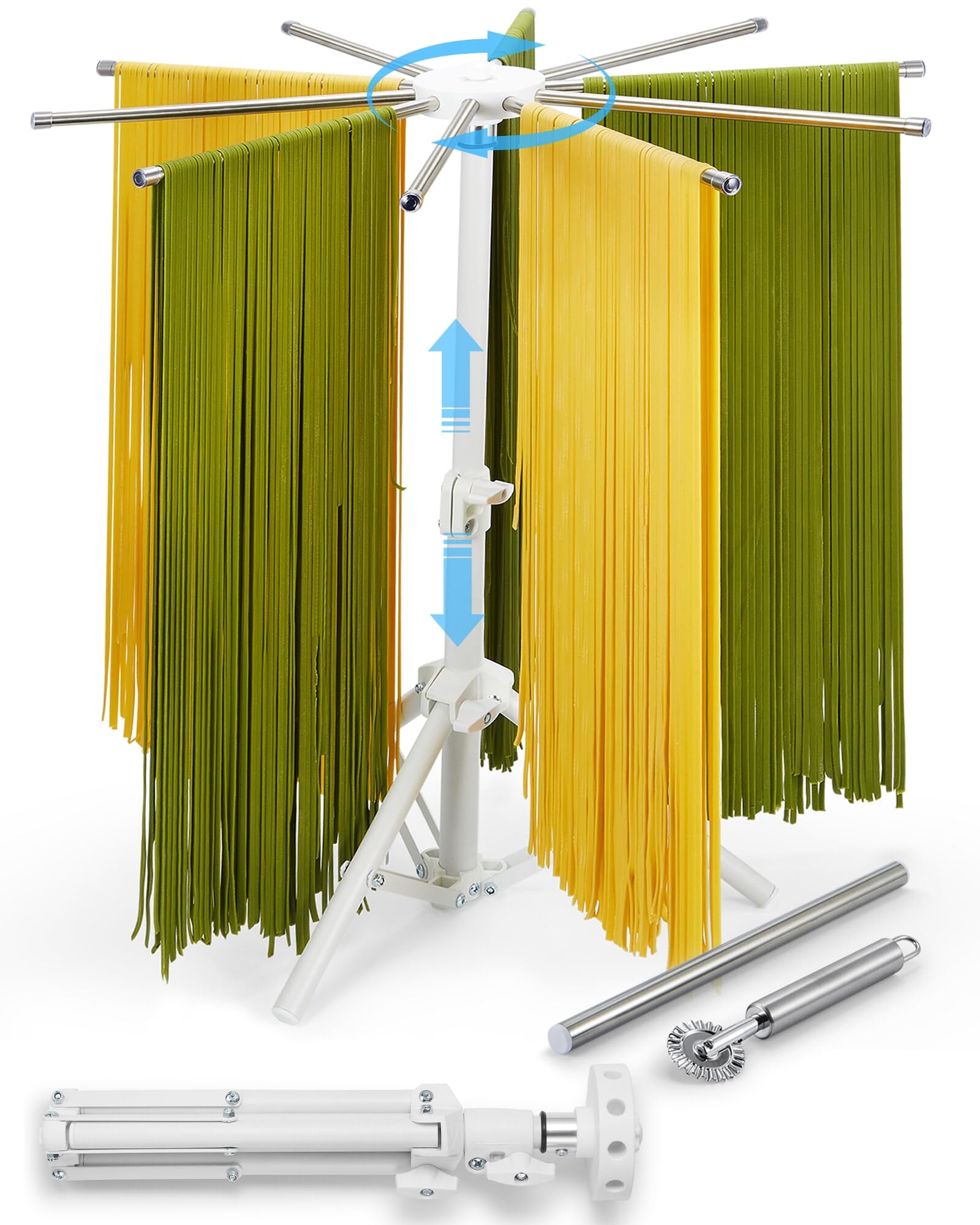 MUMSUNG pasta drying rack with 360° rotation for easy loading and even drying