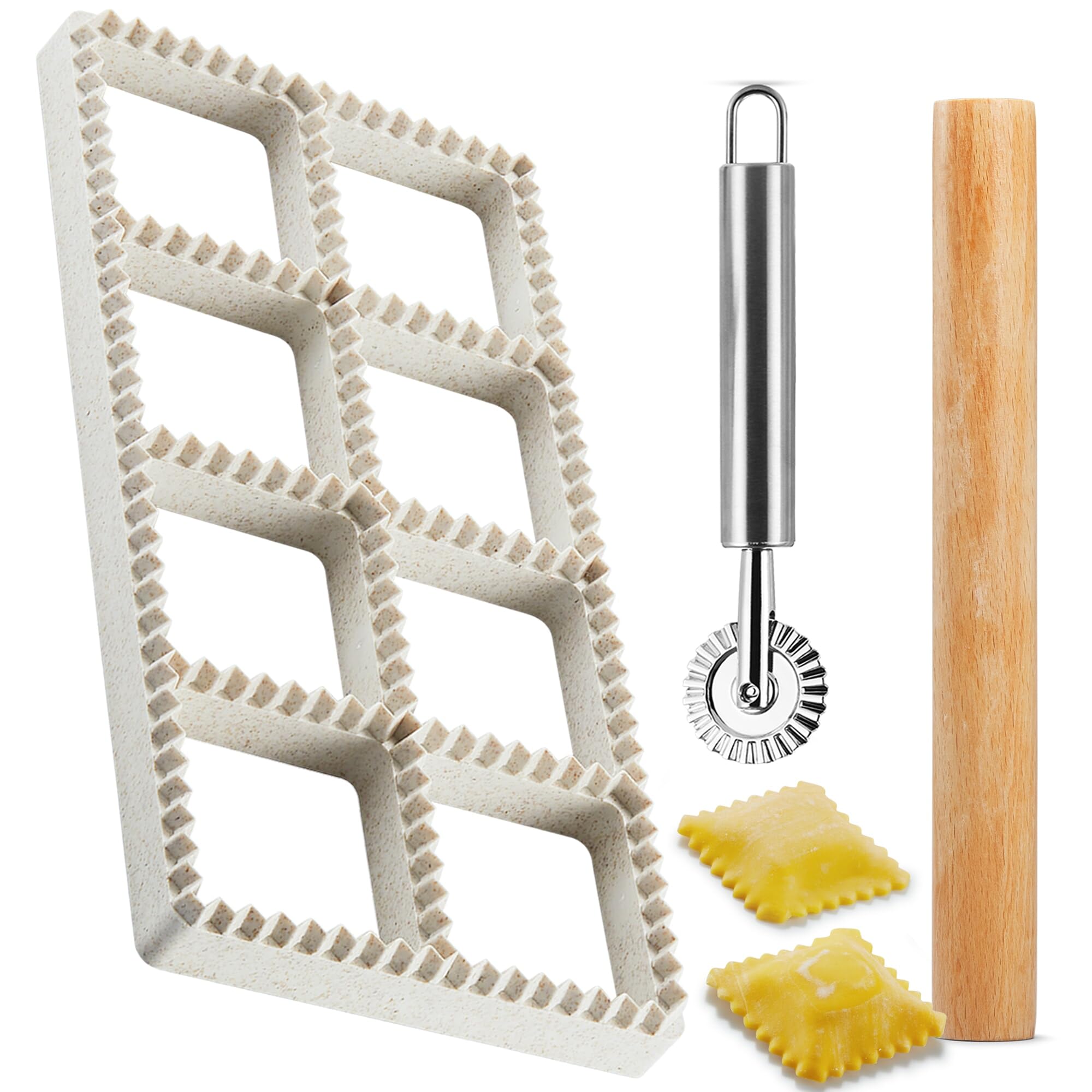 MUMSUNG Ravioli Press Mold Set showing precise square ravioli shapes
