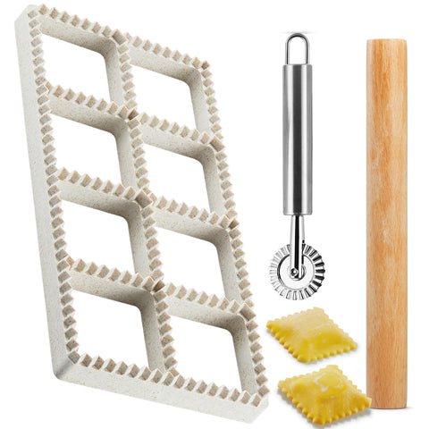 MUMSUNG Ravioli Press Mold Set showing precise square ravioli shapes