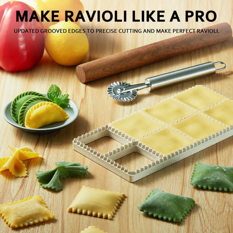 MUMSUNG Ravioli Wheel Cut quickly shapes edges for neat pasta.