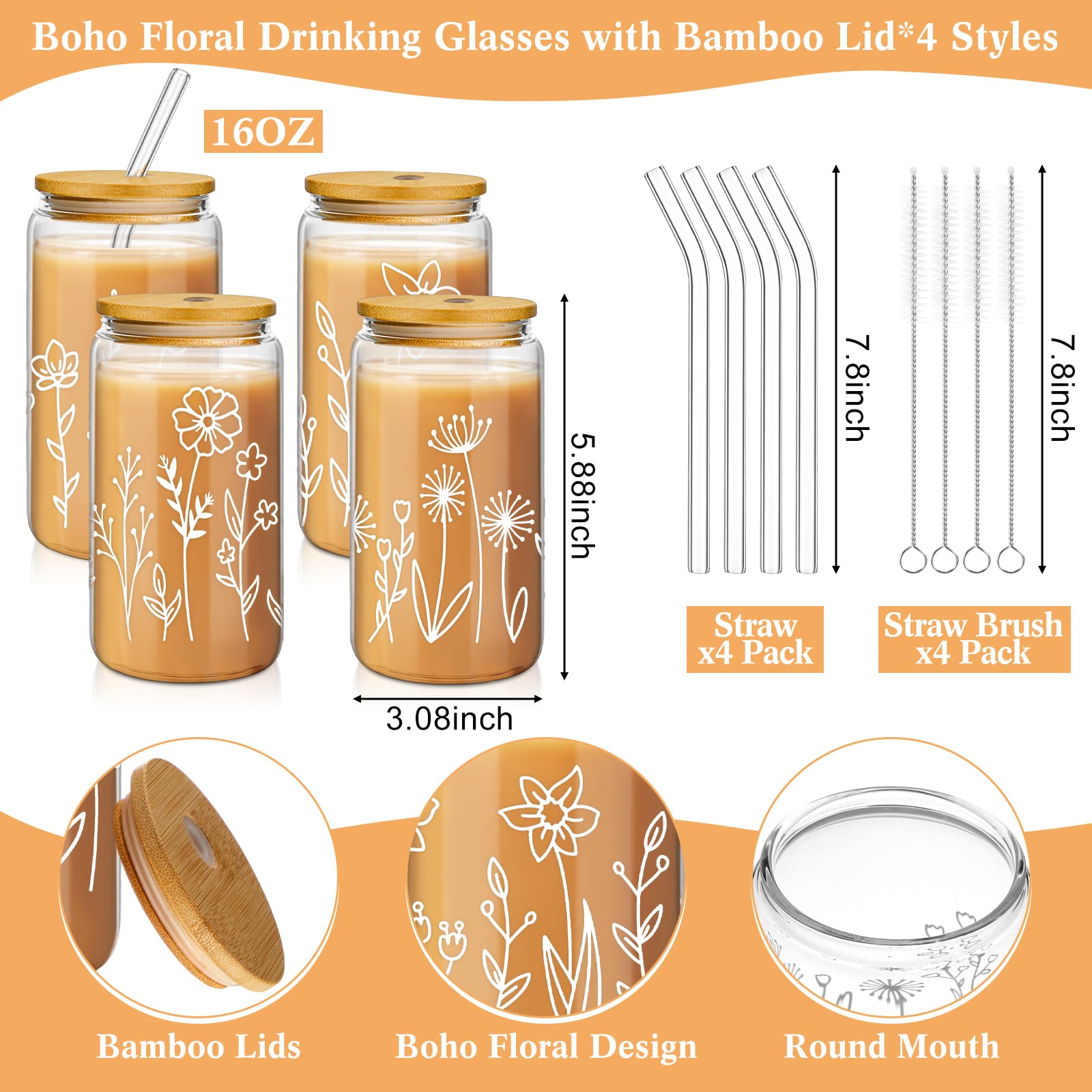 Mumufy bamboo-lid glass cup suitable for tea, juice, or water