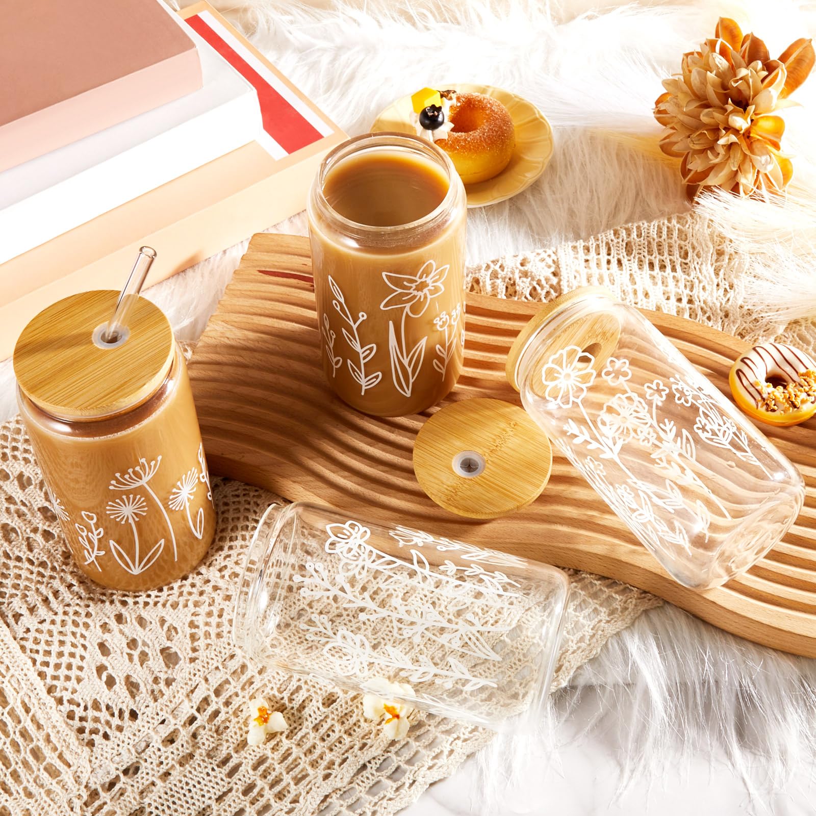 Mumufy four-pattern boho floral design tumbler set adds style