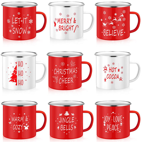 Mumufy winter holiday coffee mugs set in white and red for daily use