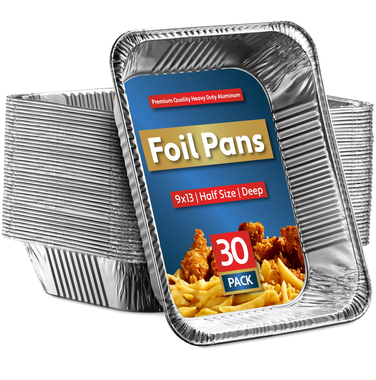 Munfix 30-pack aluminum 9x13 pan for quick event prep and easy cleanup.