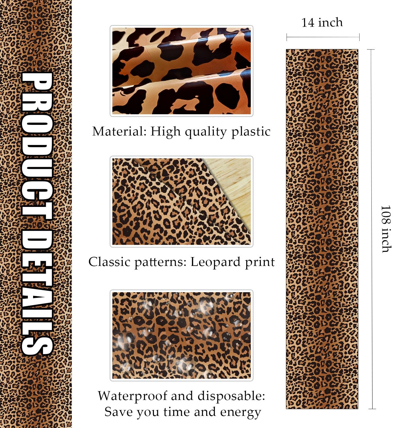 Munilail leopard pattern close-up highlights durable plastic and vivid print.