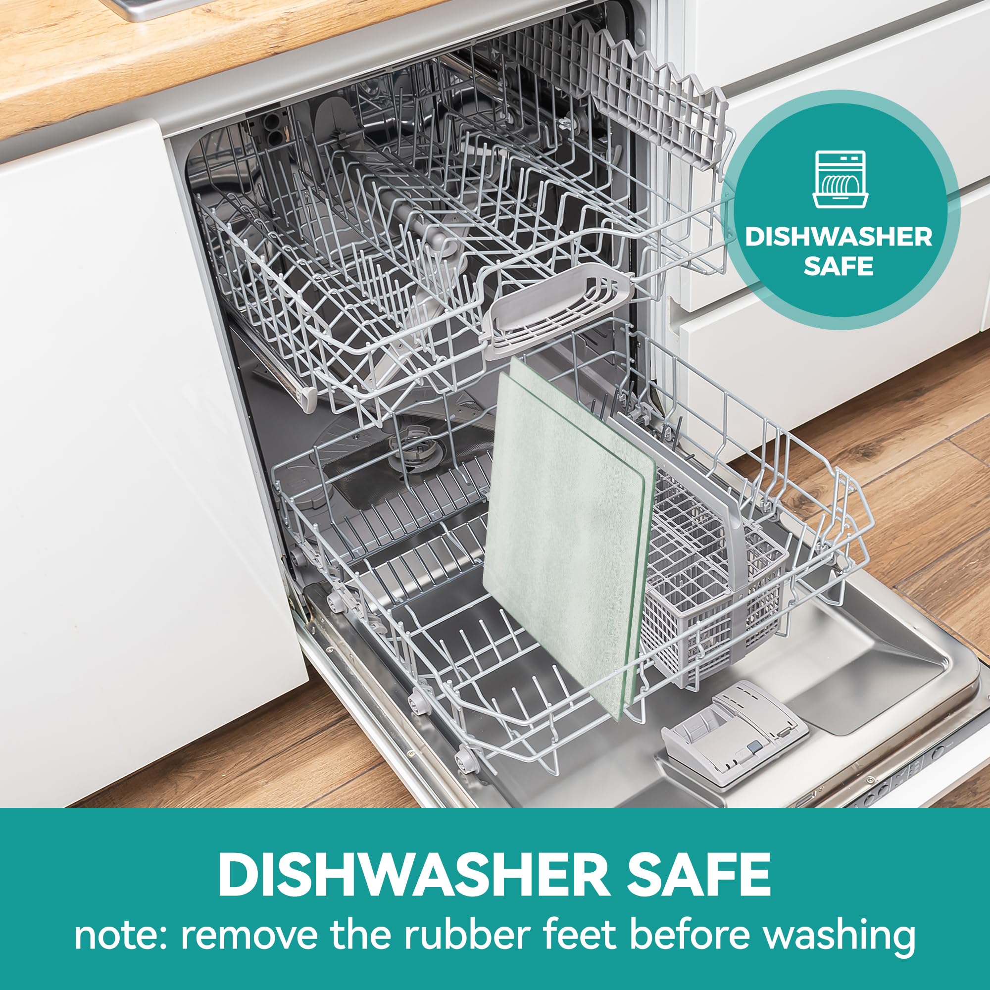 Murrey Home clear counter tray highlights hygienic, non-porous surface for easy cleaning.