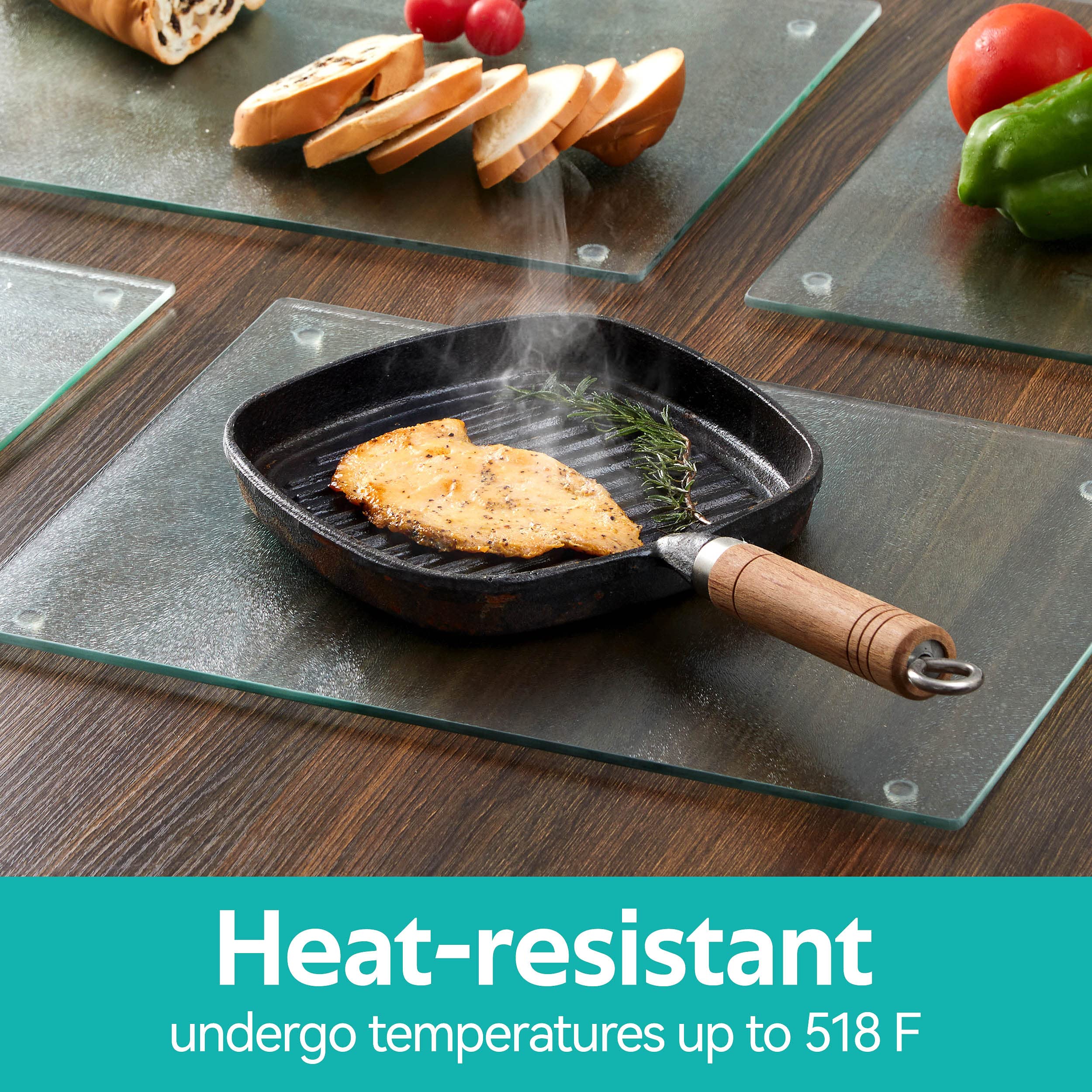 Murrey Home dishwasher-safe glass board for quick, effortless cleanup.