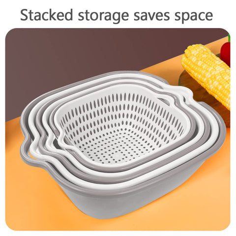 MuSgeIR large 11 x 10.2 x 3.9 inch colander for efficient produce washing.