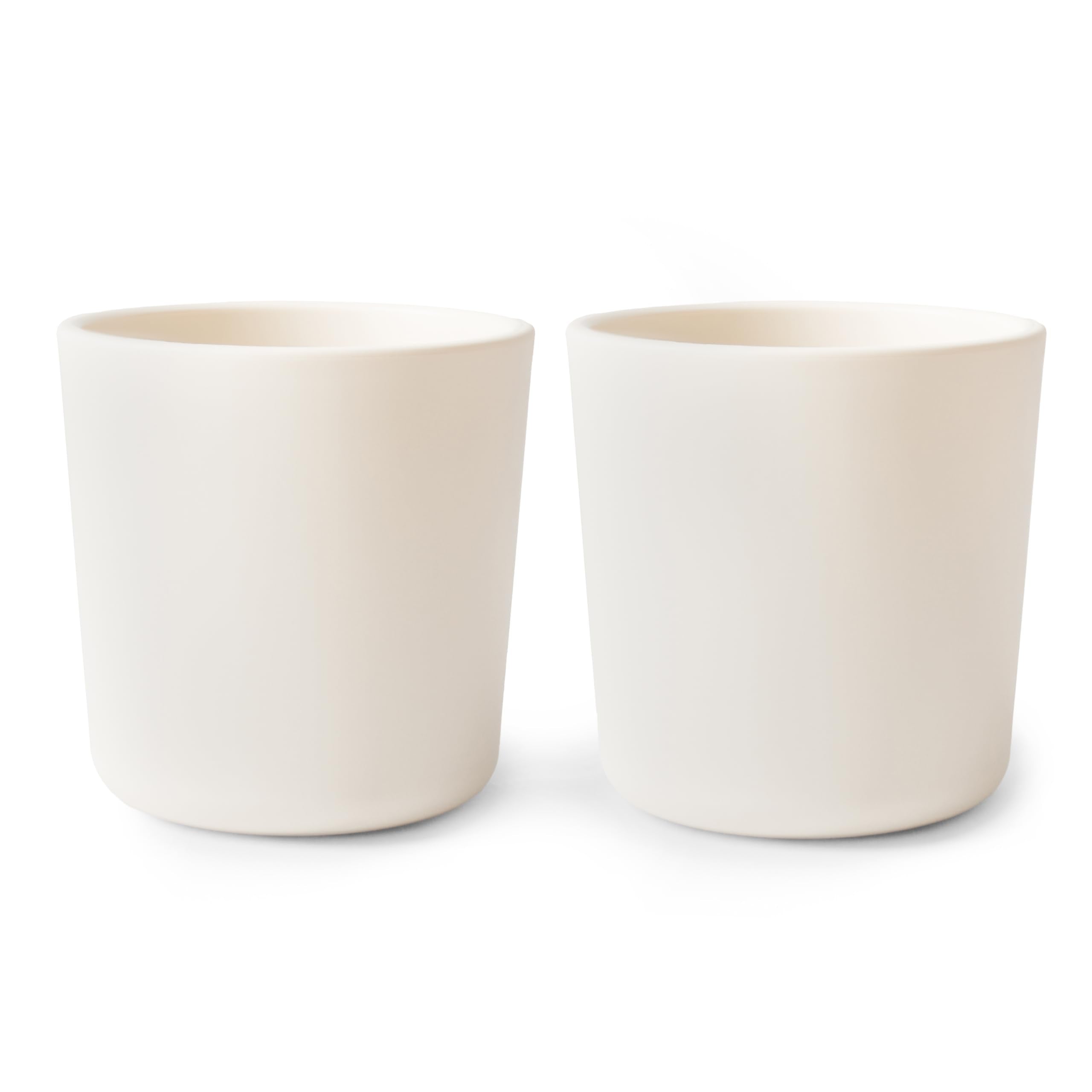 Mushie dinnerware cups for kids ivory set of 2, perfect for toddler mealtime.